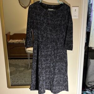 Croft & Barrow Black Floral Long Sleeve Dress